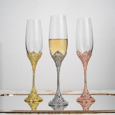 Hediye Kutulu Vintage Kabarcıklı Kabartmalı Şampanya ve Şarap Kristal Bardak Seti