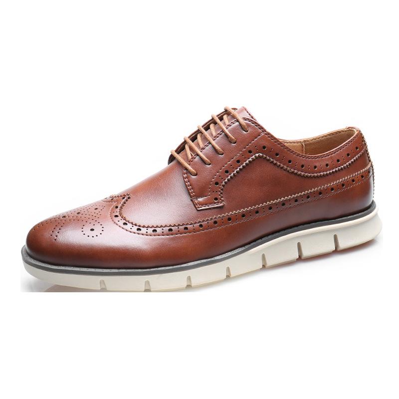 

Vintage Brock Leather Shoes British Casual Business Lace-Up Men s Shoes 2025 45 коричневий