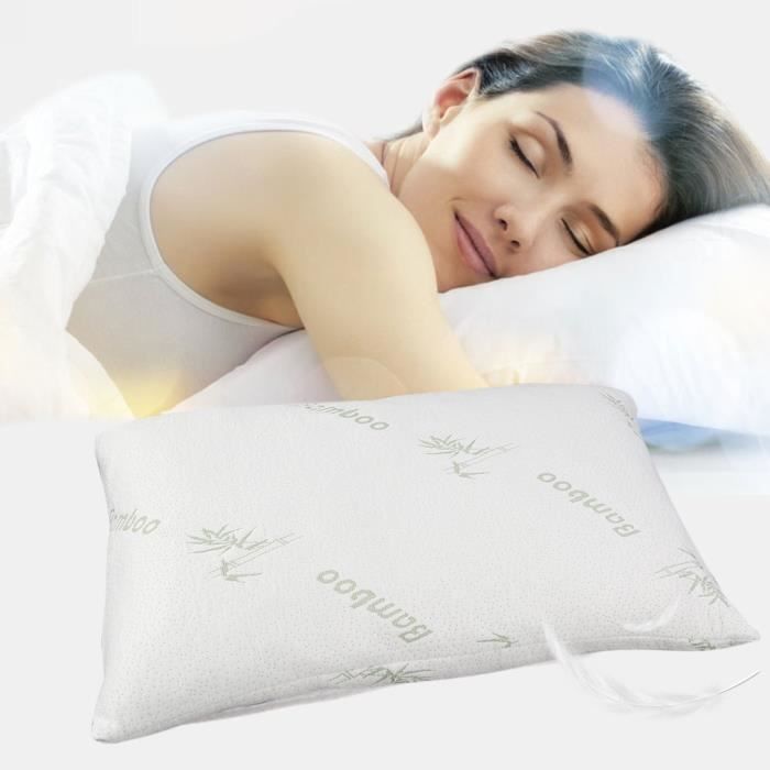 Oreiller - OUTAD - 19x28 pouces - Mousse de mémoire déchiqueté - Blanc - Oreiller médium