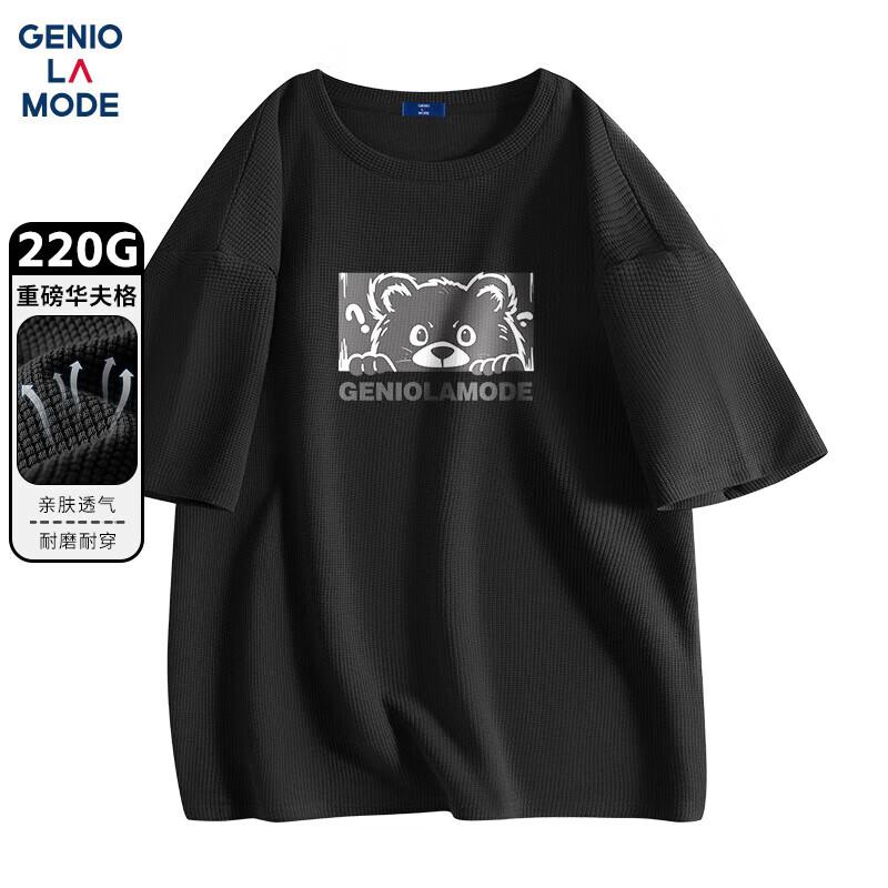 GENIOLAMODE Men s Waffle Knit Bear Print T-Shirt 3XL