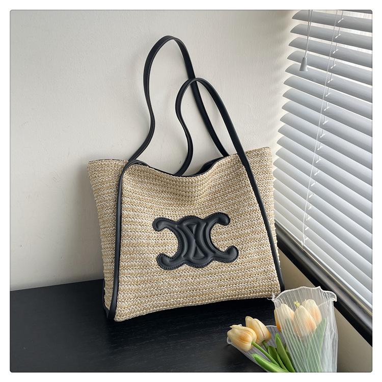 

Женская соломенная сумка-тоут большой вместимости - Летний пляжный стиль 2024 чёрный