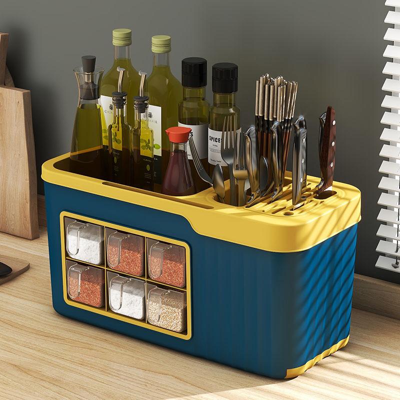 Multi-functional Seasoning Box Kitchen Storage Rack Seasoning Bottle Condiment Storage Rack Seasoning Tank Knife and Tableware Storage Box