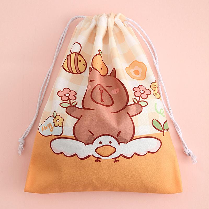 Capybara Travel Drawstring Tote Storage Bag Organizer Bag For Underwear Toy Handbag Storage Bag Cartoon Birthday Gift
