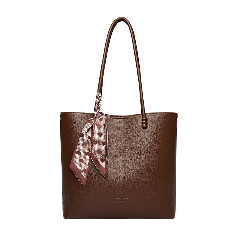 

Women s simple large-capacity tote bag, new commuter portable shoulder bag tide коричневый