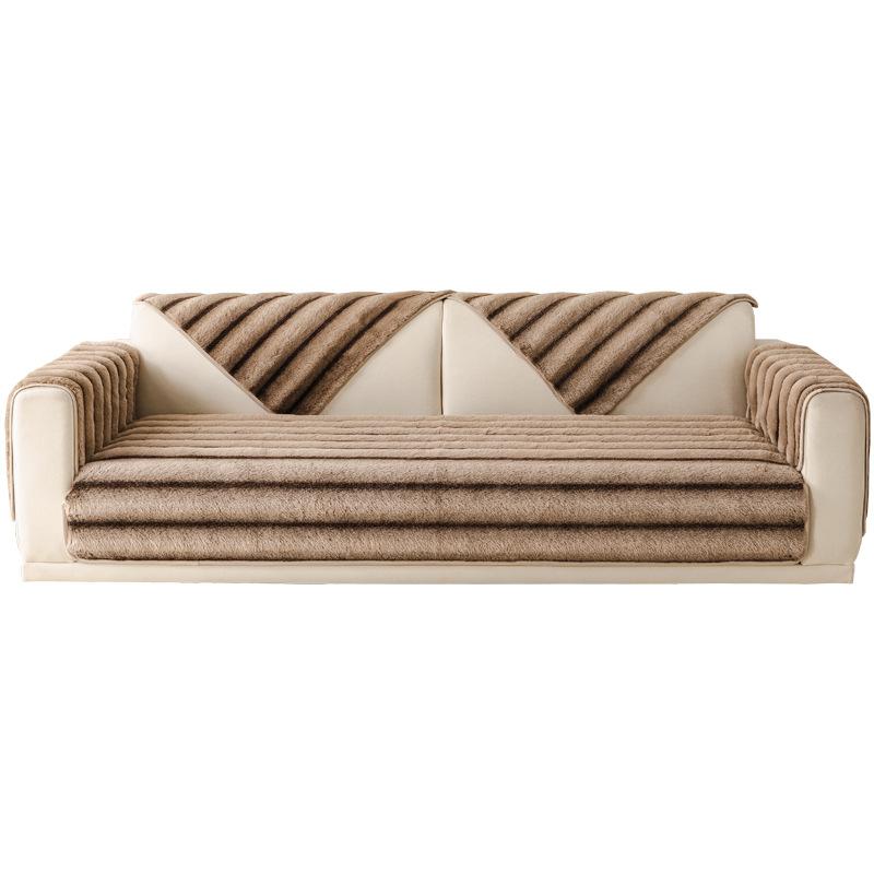 Dicker, warmer, superweicher, rutschfester Plüsch-Sofabezug, moderner, luxuriöser Kaninchen-Plüsch-Sofabezug in L-Form, universelle Couchbezüge