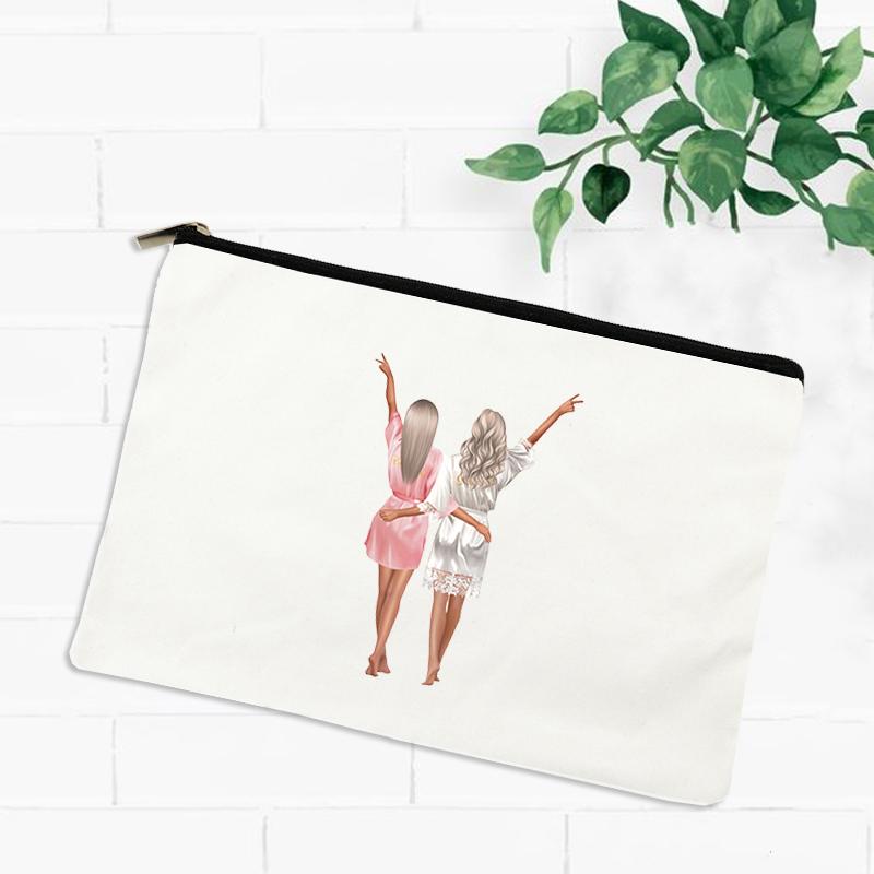 Best Friend Makeup Bag Women Cosmetic Bags Travel Toiletries Organizer Female Storage Make Up Case Purse Wedding Bridesmaid Gift