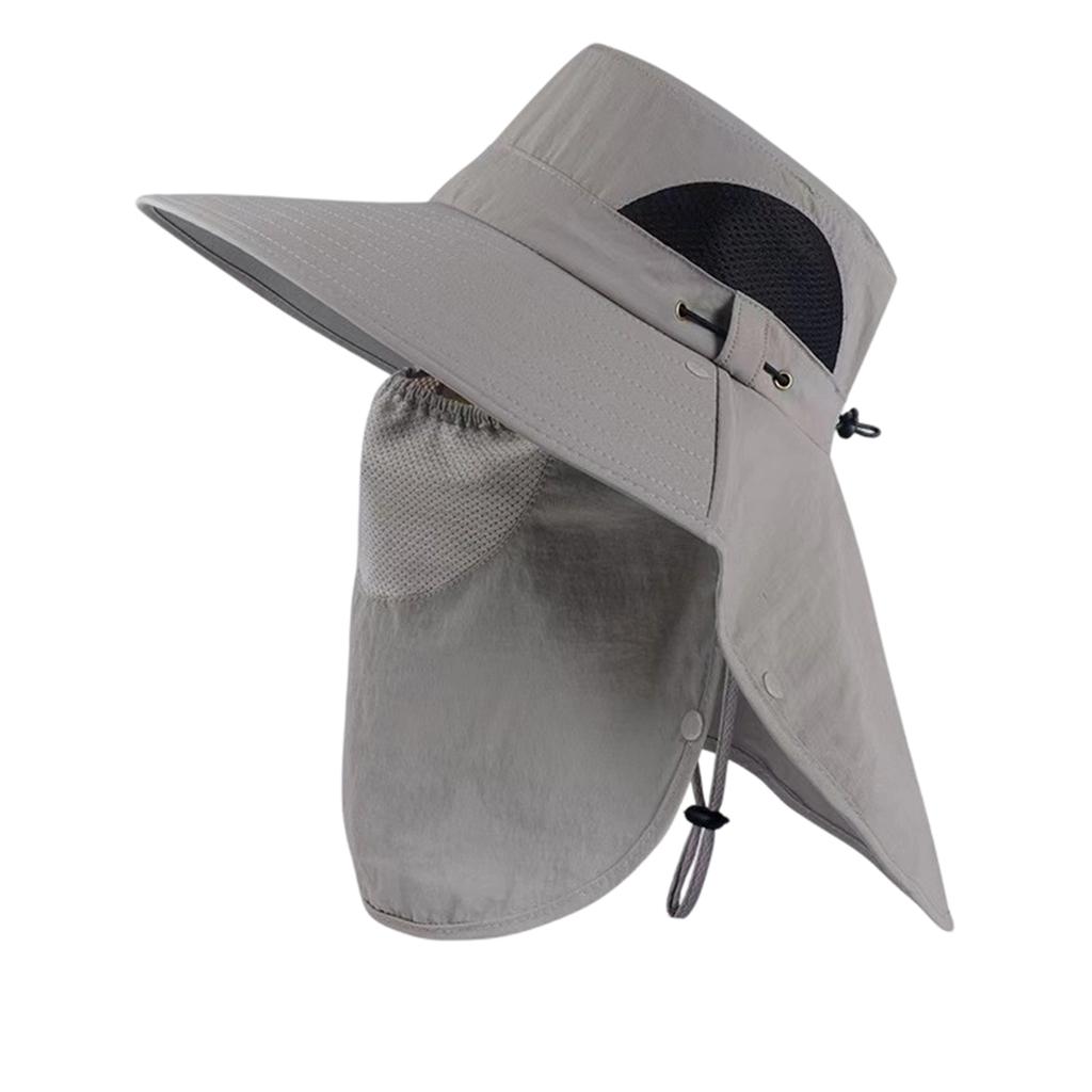 Mens Sun Hat with Neck Flap Wide Brim Outdoor Quick Dry Mesh Panel Fishing Hiking Garden Travel Hat