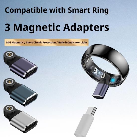 Smart Ring Charger Adapter Aluminum Alloy N52 Magnetic Type-C Female Smart Ring Charging Converter Connector Smart Ring Accessories