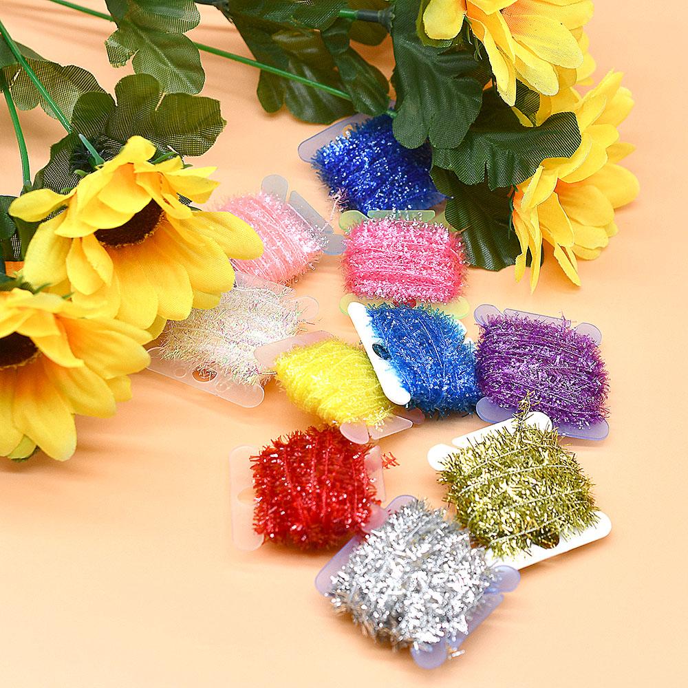 MNFT 10 Colors Fly Fishing Tinsel Chenille Crystal Flash Line Rig Bait Making Assorted Fly Tying Streamer Flies Material