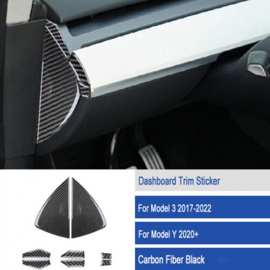 Carbon Fiber Dashboard Both Side Panel Cover Trim For Tesla Model 3 Y 17-22