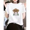 New Shoulder Pure Cotton Round Neck Short-sleeved T-shirt Women's Korean Version Fashion Versatile Foreign Style Top Bottoming Shirt Summer