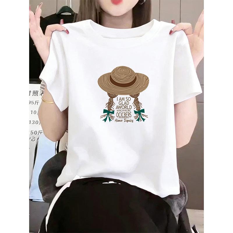 New Shoulder Pure Cotton Round Neck Short-sleeved T-shirt Women's Korean Version Fashion Versatile Foreign Style Top Bottoming Shirt Summer