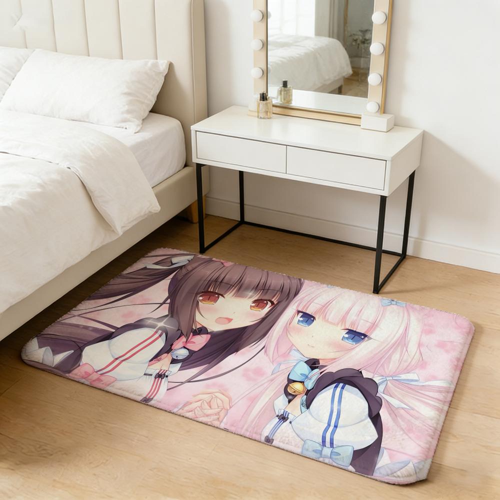 game N-Nekopara Floor Mat Flannel Door Mat Non-Slip Absorbent Washable Indoor Home Rug