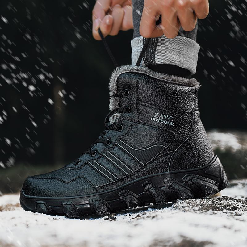 FashionMen Outdoor Boots Winter Ankle Boots Warm Popular Footwear Male Casual Snow Shoes Leather Walking Shoes Hunting Boots Men