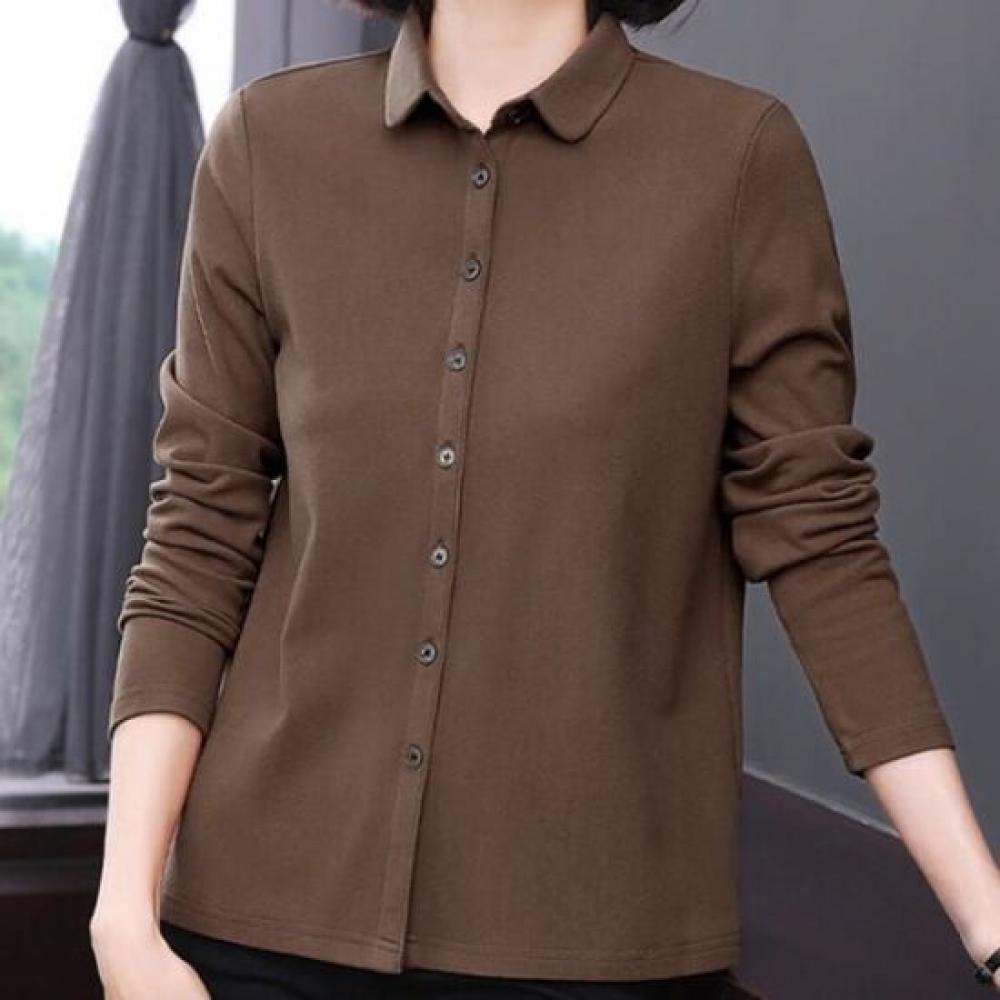 Navava Women Simple Daily Solid Long Sleeve Shirt Nb2923