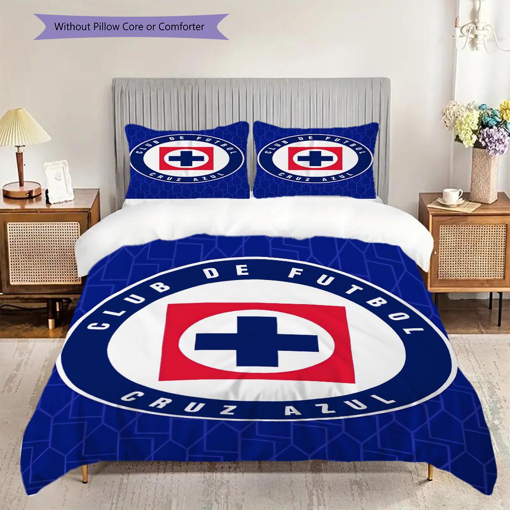 Cruz Azul Pattern Bedding Quilt Set Quilt Cover Pillowcase Home Decoration Birthday Gift (1 * duvet cover + 2 * pillowcase, without core)