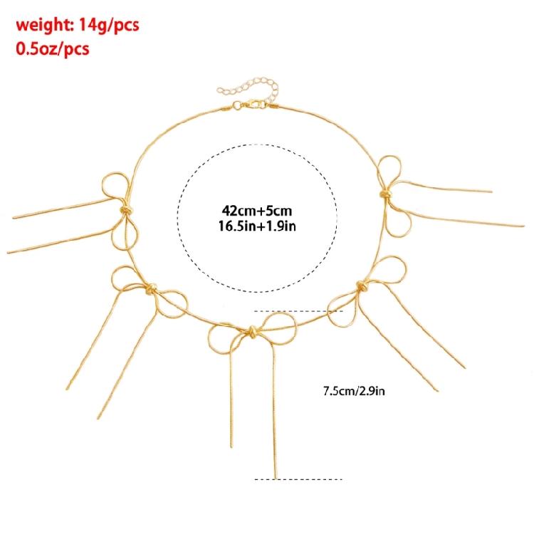 Aesthetic Bowknot Pendant Necklace with Tassels Choker Handmade Jewelry Gift