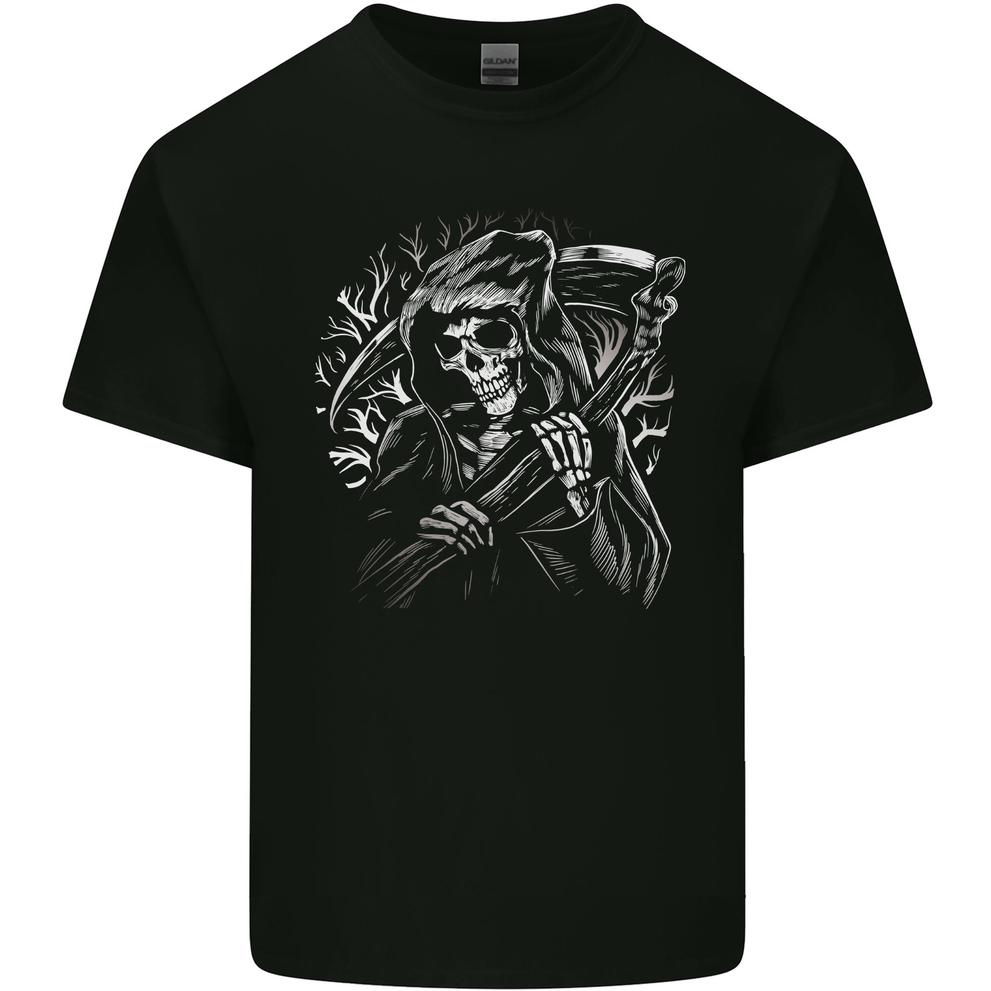 Grim Reaper Illustration Unisexs Light Cotton TShirt S
