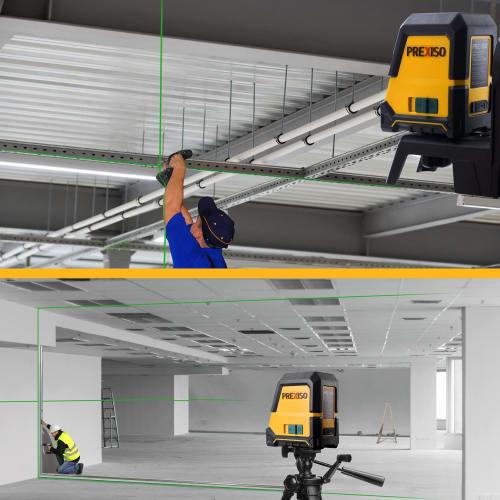 PREXISO Green Laser Level, Vertical, Horizontal, and Cross Line Switchable, 3 Beam Modes, Automatic Correction Mode & Manual Tilt Mode, Class II Laser