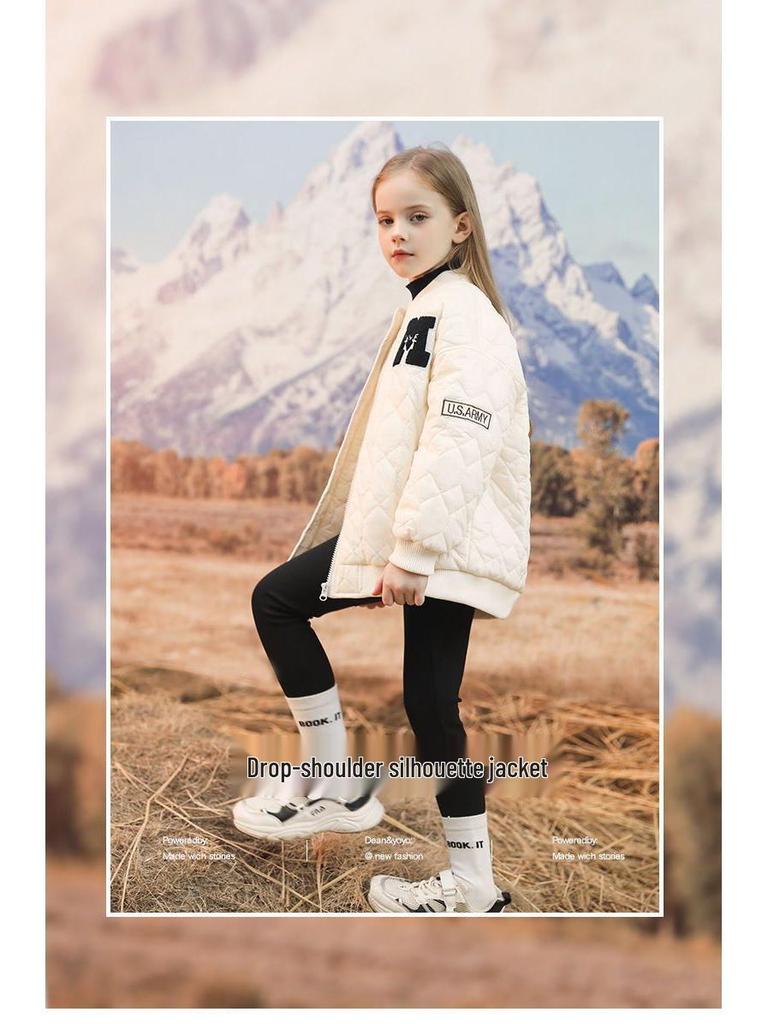 Sangluo Girls' Lightweight Cotton Baseball Jacket - New Autumn/Winter Stylish Padded Coat