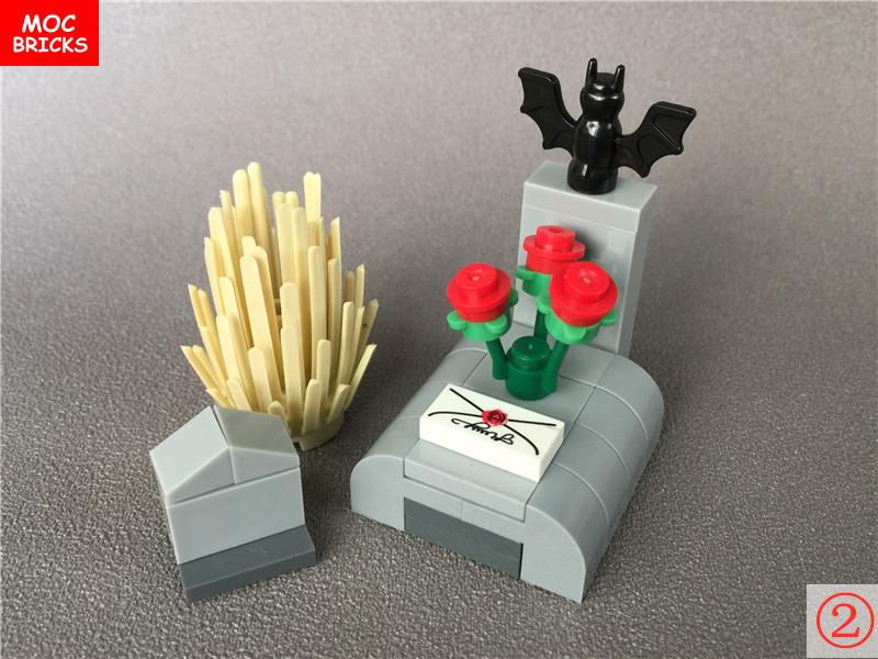 MOC Bausteine Halloween Kürbis Skorpion Zombie Gesicht Kopfbedeckung Skelett Geist Blut Grab DIY Bausteine Jungen Spielzeug