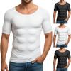 Men's Business Elite Tight Round Neck Shirt Cool High Elasticity Breathable Short Sleeve Top Detachable Muscle Slices