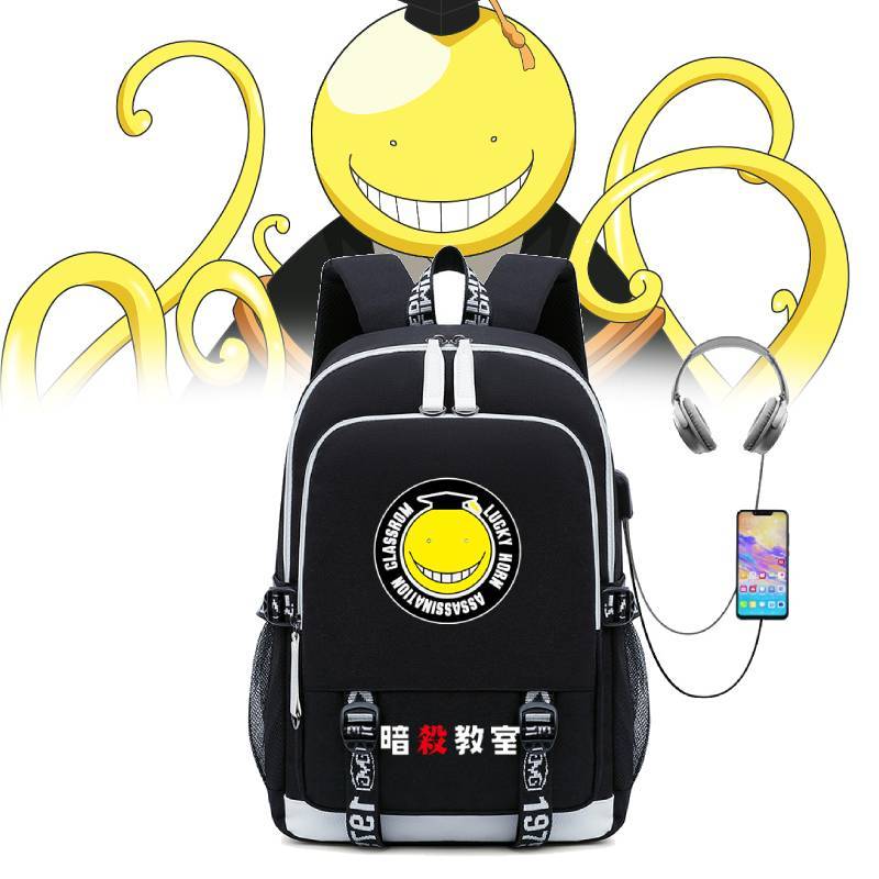 Assassination Classroom Usb Charging Student Backpack With Water Resistant Oxford Material For School Use
