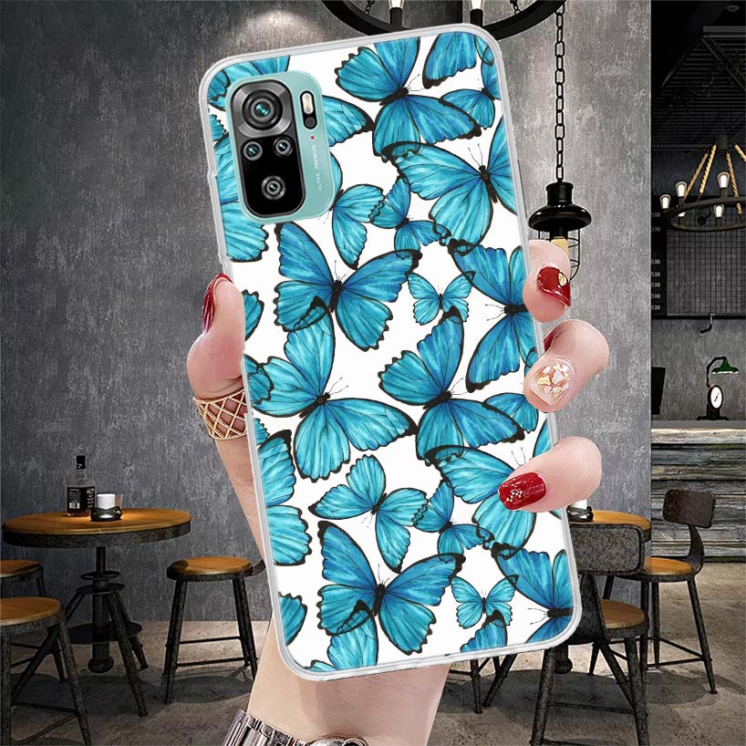 Blue Butterfly Beautiful Wing Soft Phone Case For Xiaomi Redmi Note 15 14 14S 13 12 Pro Plus 12S 11 11S 11E 10 10S 11T 5G Fundas