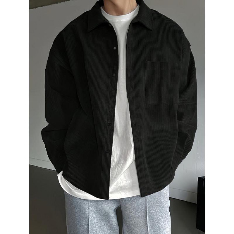 Men Loose Corduroy Long Sleeve Shirt Retro Casual Outerwear