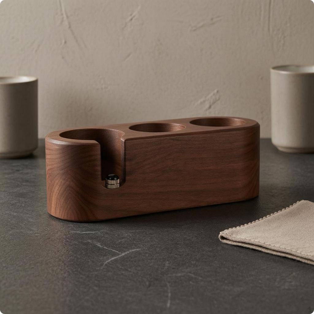 Wooden Portafilter Stand Silicone Pads Holder Base Grain Espresso Tool Organizer