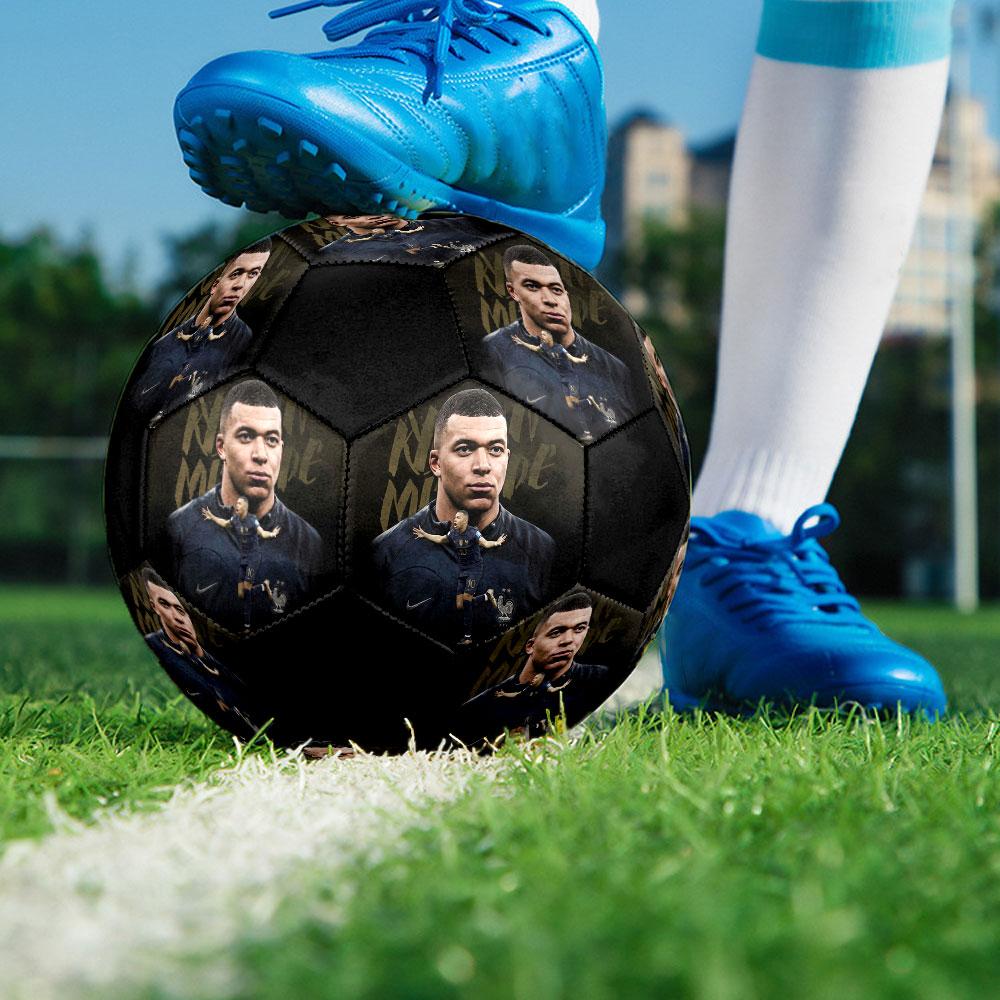 1PC Jeune Mbappé Brille taille 5 ballon de football PrahaBallon de Football en Salle Coloré Tous Âges Cousu à la Machine PVC Prêt pour la Compétition Durable Haut Rebond