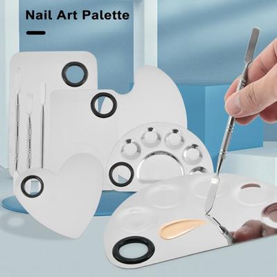 Paleta de maquillaje profesional de acero inoxidable, paleta de mezcla de pigmentos para decoración de uñas, accesorios para mezclar