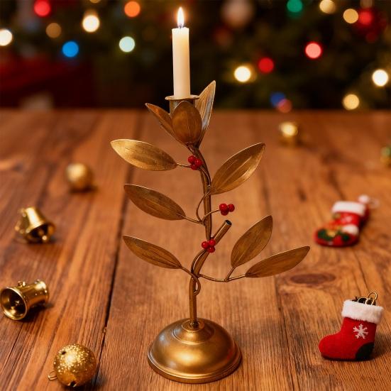Iron Art Branch Candle Holder Vintage Metal Leaf Candlestick Home Living Room