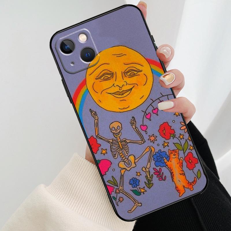 Cute Indie Hippie Phone Case For iPhone 11 12 13 14 15 16 Pro XS Max Mini Cover For iPhone X XR Plus Back Case