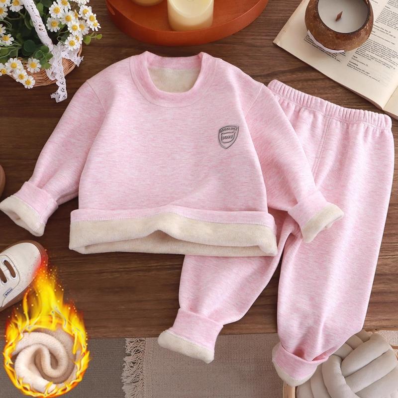 Ensemble de Sous-vêtements Chauds pour Enfants Neuf 2 Pièces/Ensemble Garçons et Filles Hiver Dessin Animé Épais Col Rond Vêtements de Nuit