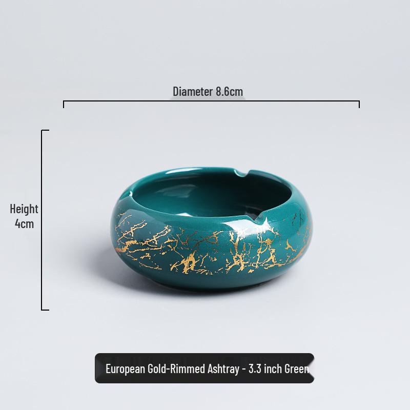 Luxury Gold-Plated Ceramic Ashtray for Home or Office