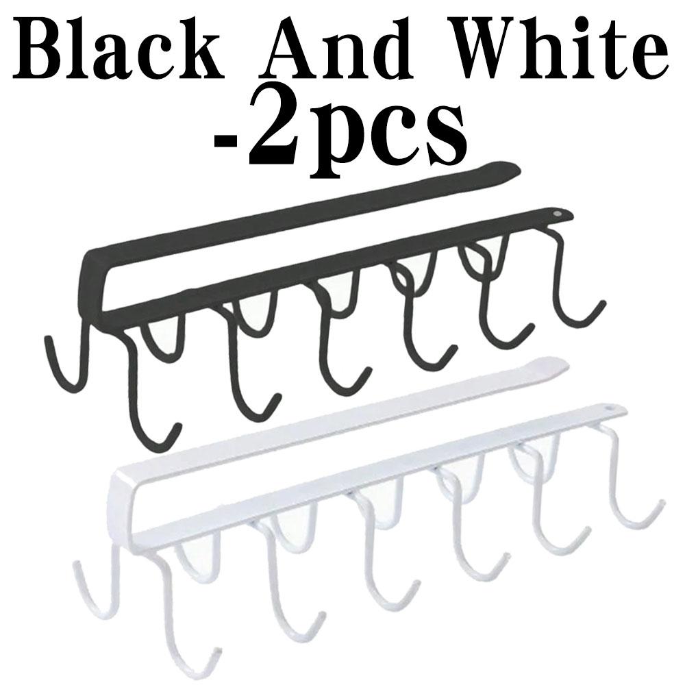 Metal Double Row Cup Hook Rack - Easy To Install, No Drilling Required, Space Saving Wall Mount For Kitchen And Home Organizatio