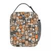 Cartoon Colour Kitten Pattern Insulated Lunch Bag for Women Kids Leakproof Food Boxes Thermal Lunch Box Tote