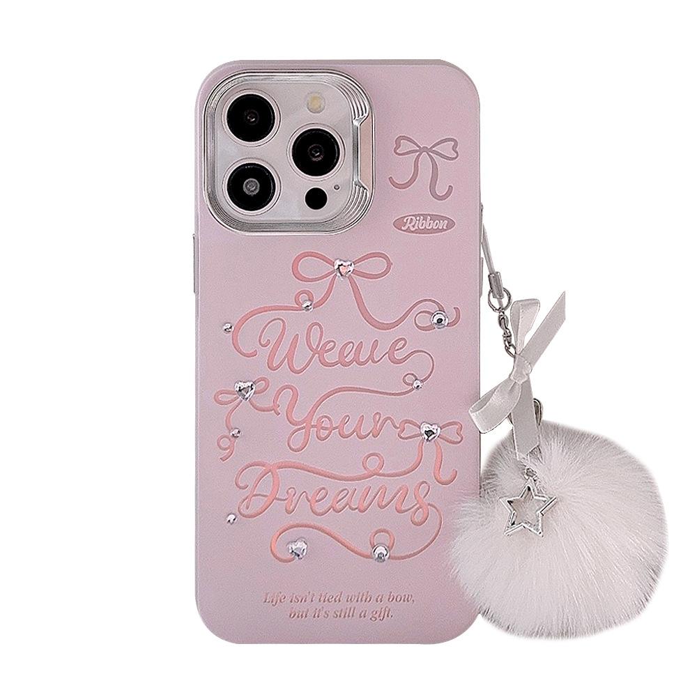 Adesivo Fai da Te Fiocco Rosa Adatto per Iphone15 Laser 14Pro Max Custodia per Telefono Cellulare Apple 16 Cordino 12