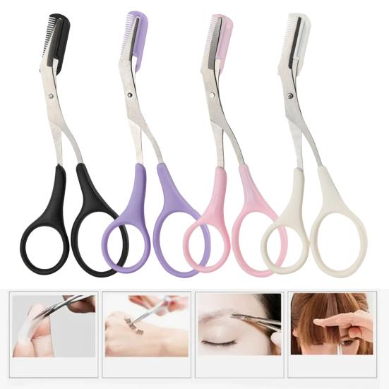 Yousheng Eyebrow Trimming Scissors with Comb Stainless Steel Non-Slip Precision Eyebrow Trimmer Men Women Brow Hair Removal Grooming Tool