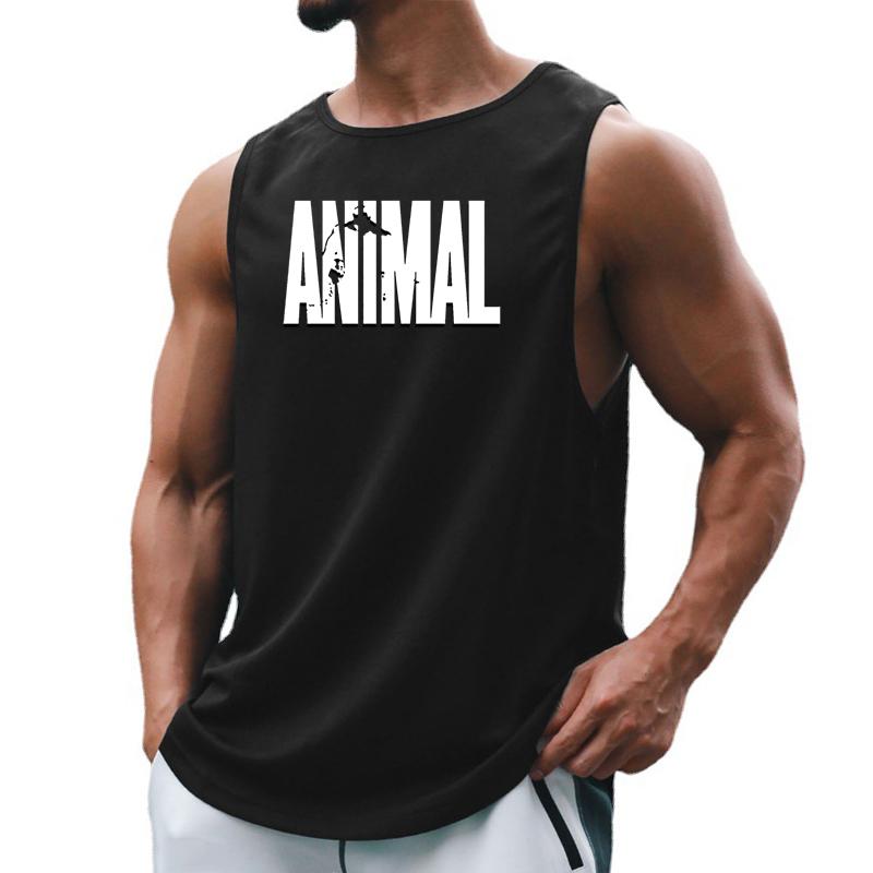 

Muscleguys Running Vests Mens Summer Gym Animal Tank Tops Fitness Clothing Quick-drying Loose Bodybuilding Basketball Sleeveless Shirts M чорний