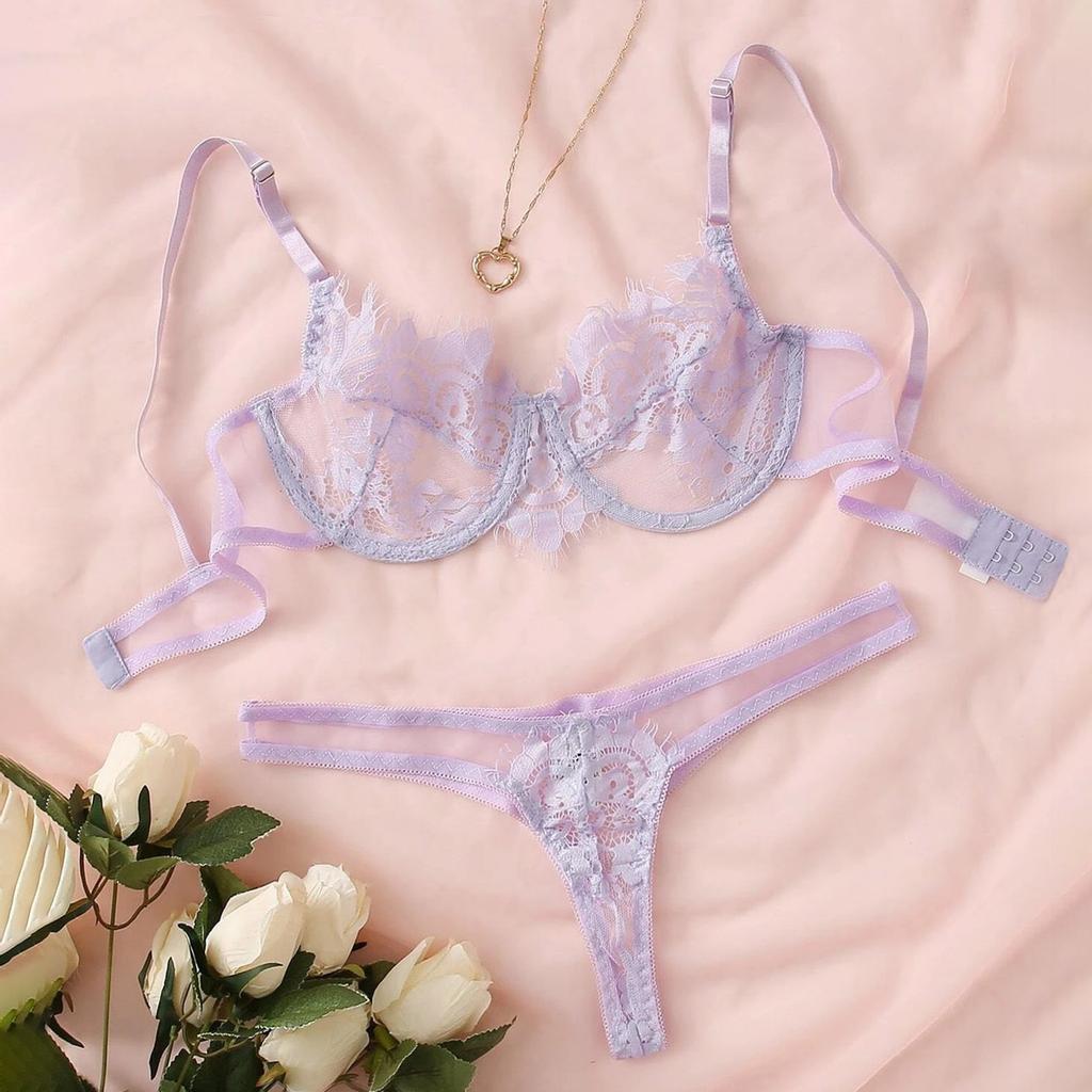 Erotic Underwear Sexy Lace Three Point Lingerie With Steel Ring