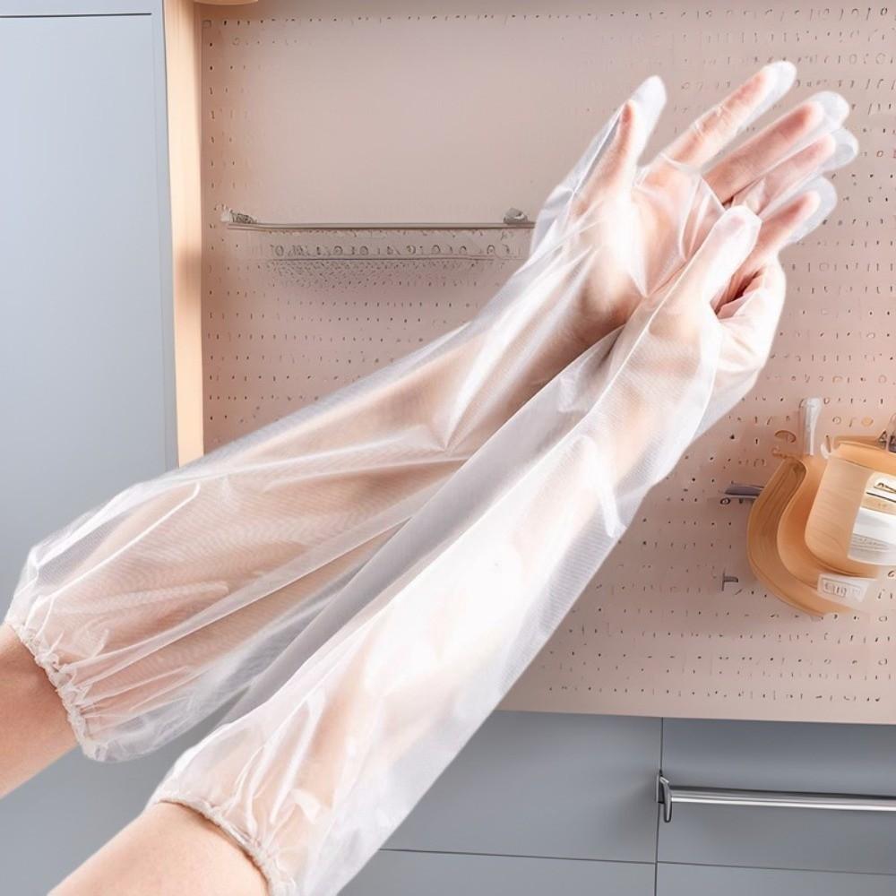 50PCS Waterproof Dishwashing Gloves Long Cuff Extended Gloves Cleaning Gloves  Gardening
