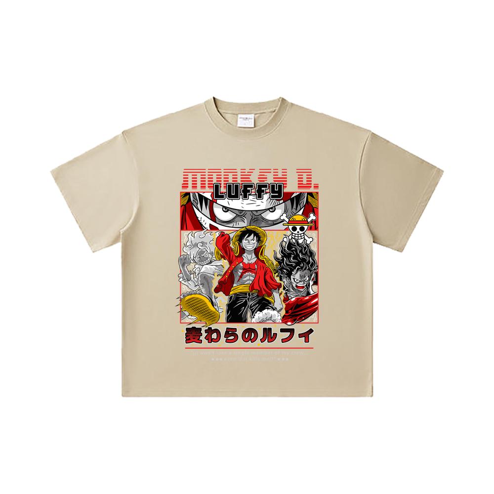 260 GSM Double Yarn 32 Count 100% Cotton One Piece V16 Luffy Print Unisex Heavy Cotton T Shirt