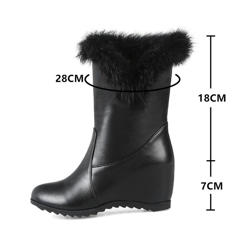 Fashion Woman Mid-Calf Fur Wedge Snow Boots 2025 Winter Warm Female Shoes Ladies Booties Zapatos De Mujer Short Boats 34 40 White Black