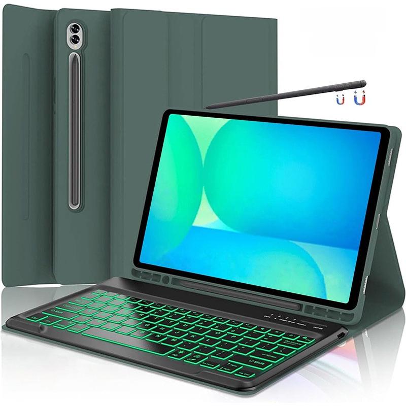 Compatible Samsung S10 FE+ Backlit Bluetooth Keyboard Protective Case, 13.1 Inch Galaxy Leather Case with Mouse