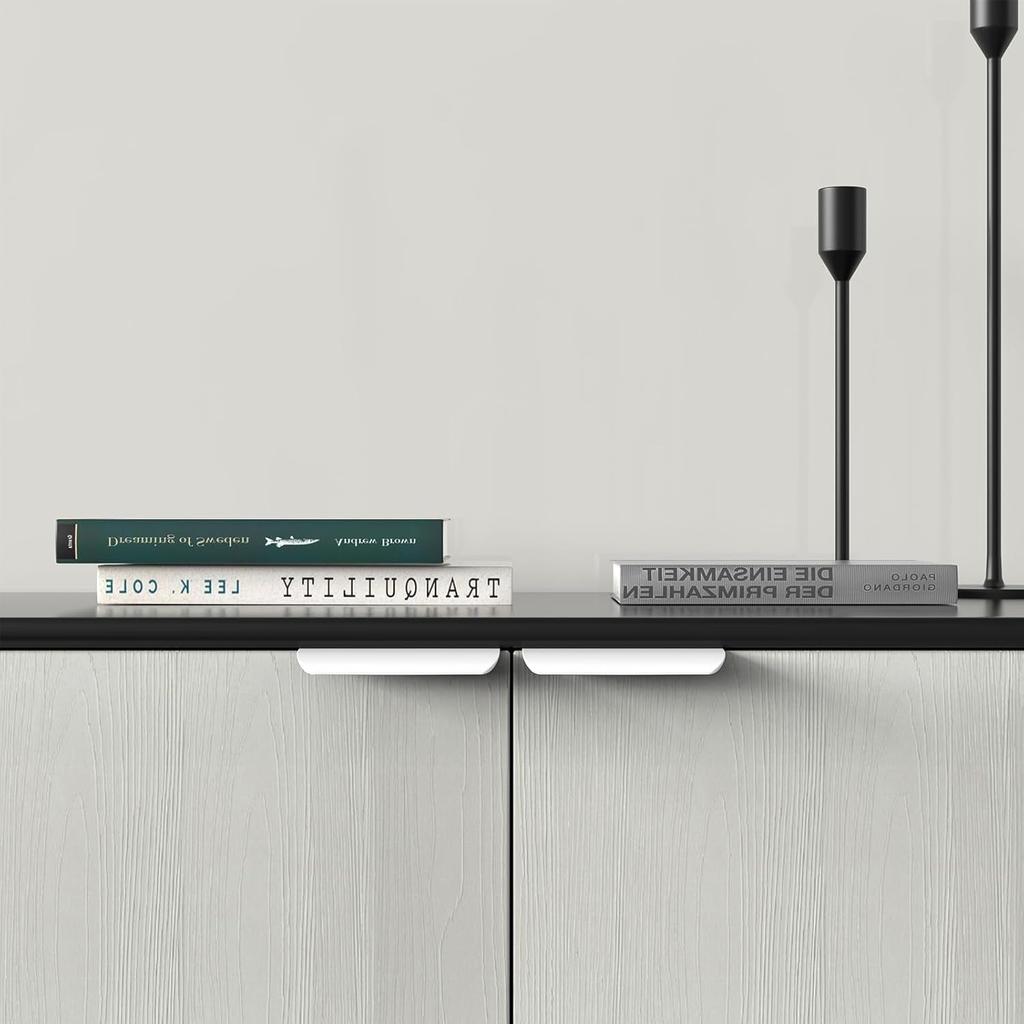 2-5Pack Kitchen Cabinet Handles White Finger Pulls for Cabinets Edge Pulls Kitchen Hardware for Dresser Drawers,Aluminum Alloy