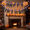 Hiboom Halloween Happy Birthday Banner with LED Lights - Light Up Glitter Pumpkin Bat Banner Decor with 8 Light Modes, Halloween Party Supplies for