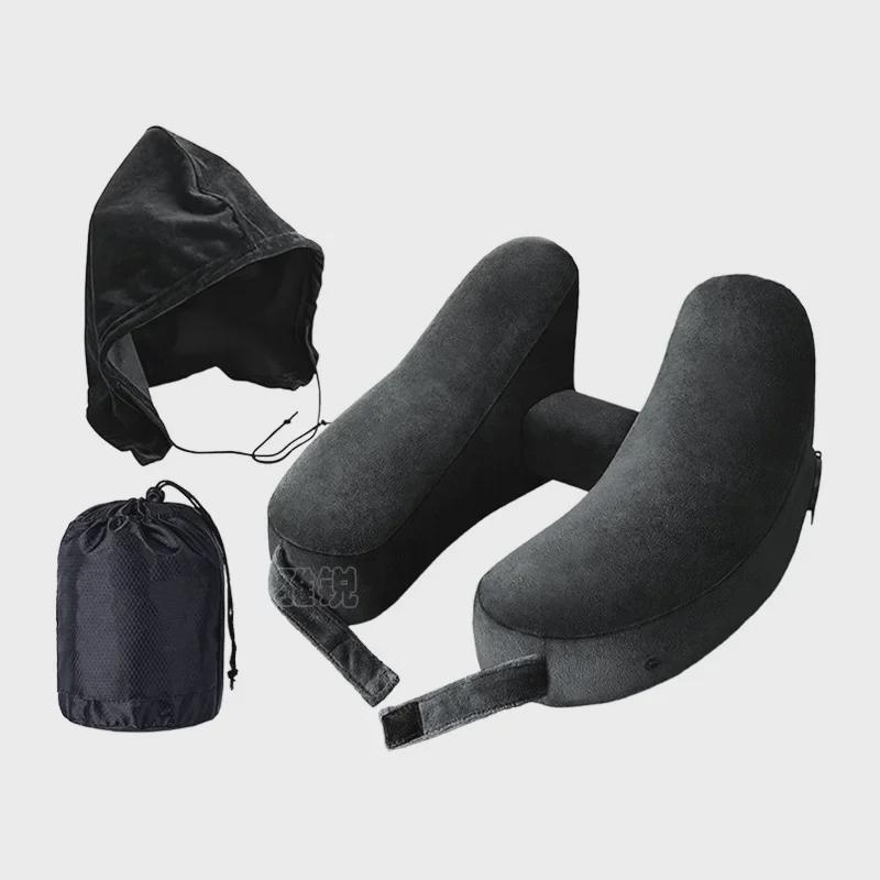 H-Shaped Inflatable Travel Neck Pillow - Portable for Airplane & Train Journeys