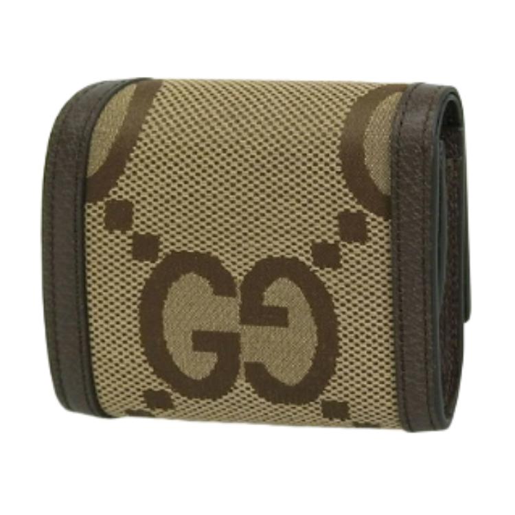 Gucci Jumbo GG Bamboo Design Canvas Wallet Large Women Wallet Brown Beige 658635-UKMBT-2572